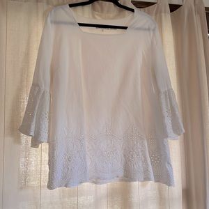 Calvin Klein 3/4 length White Blouse. Size XL